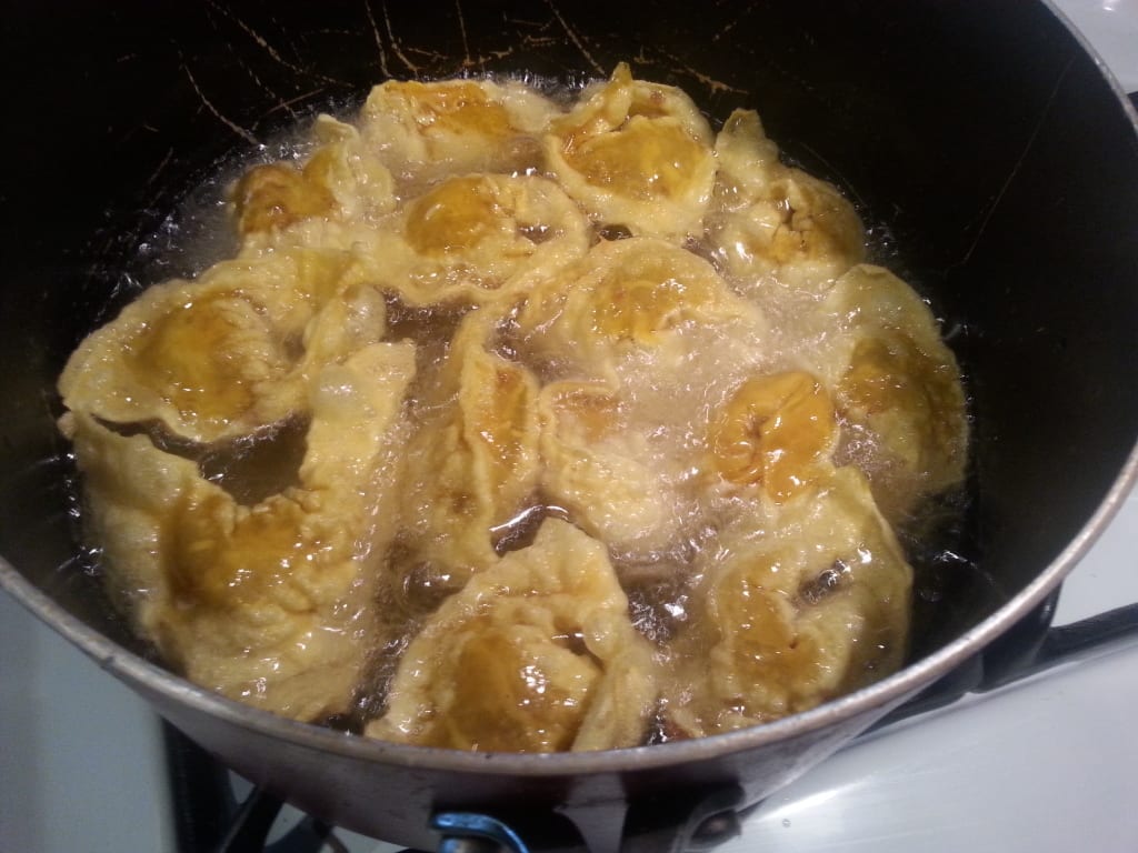 frying wontons