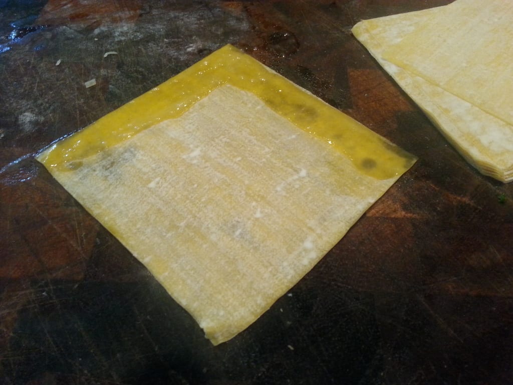 wonton skin - moistened edges